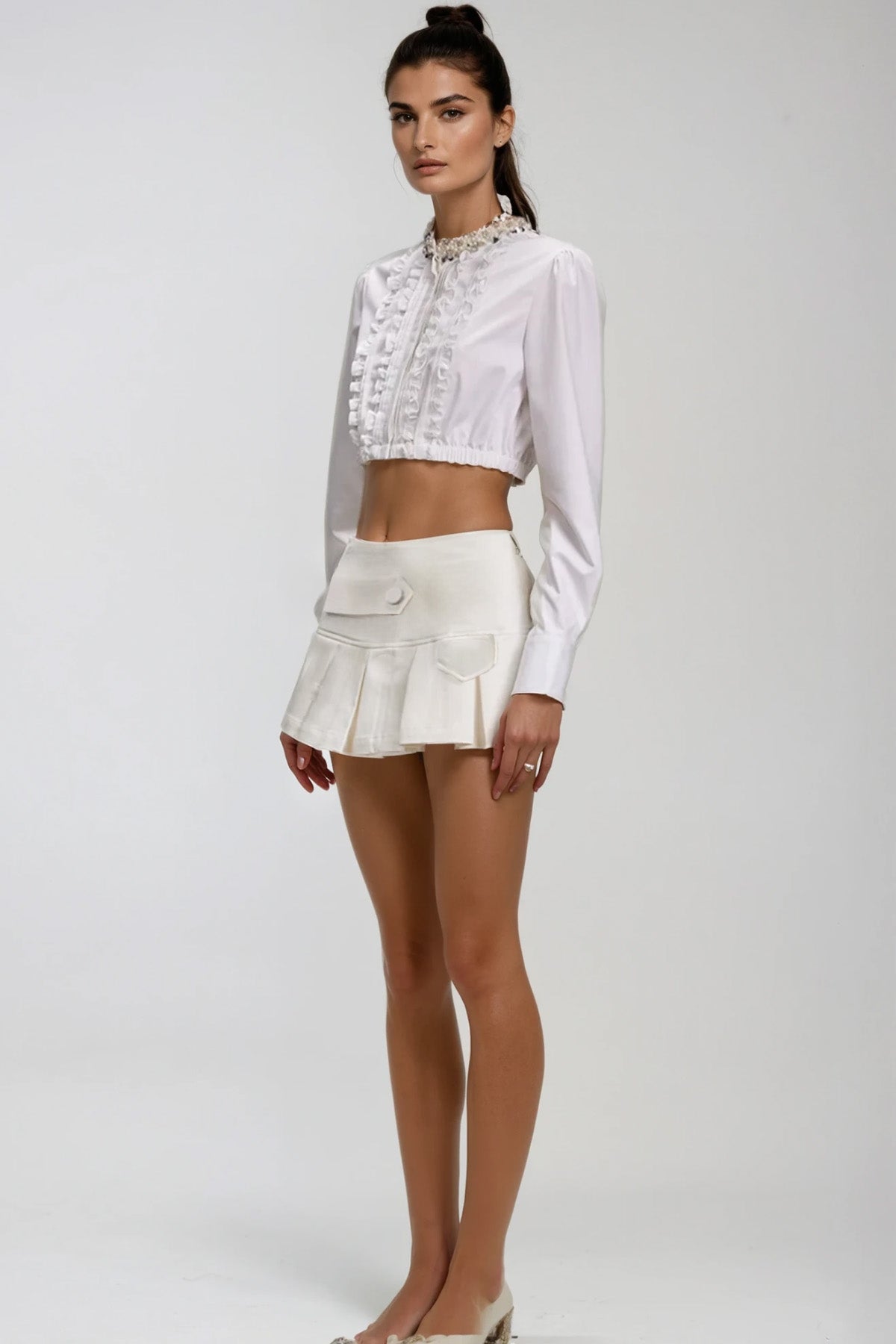Dayaram Long Sleeve Crop Skirt Set