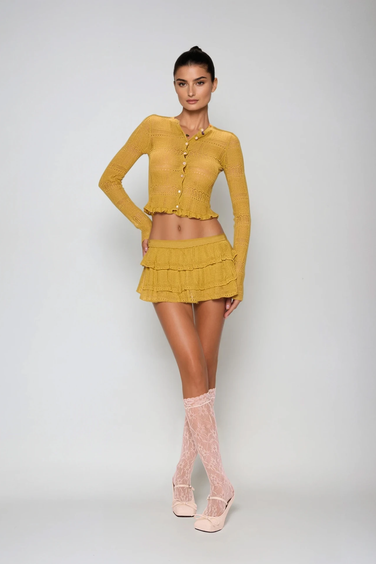 Devin Ruffle Knit Skirt Set