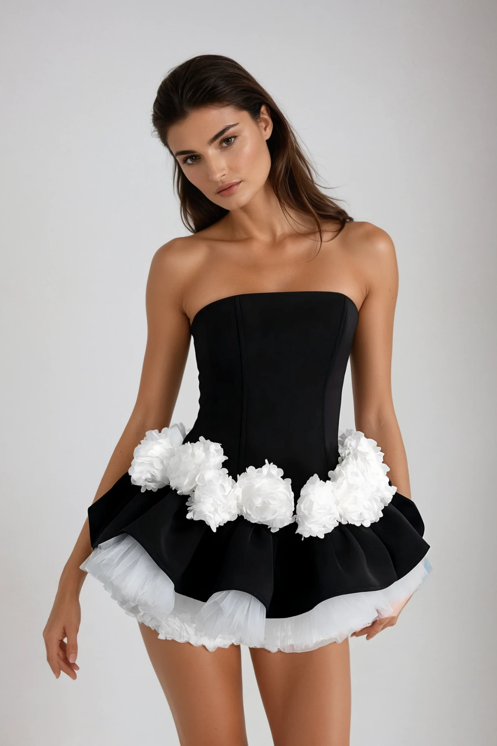 Dian Strapless Flower Skirt Set