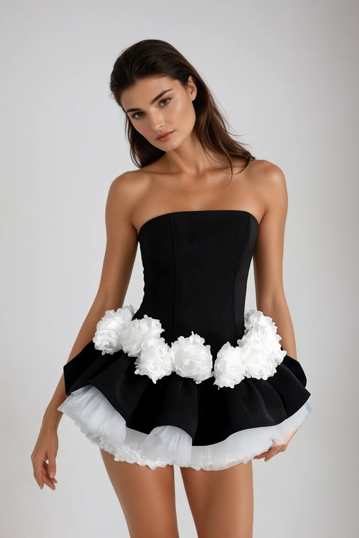 Dian Strapless Flower Skirt Set