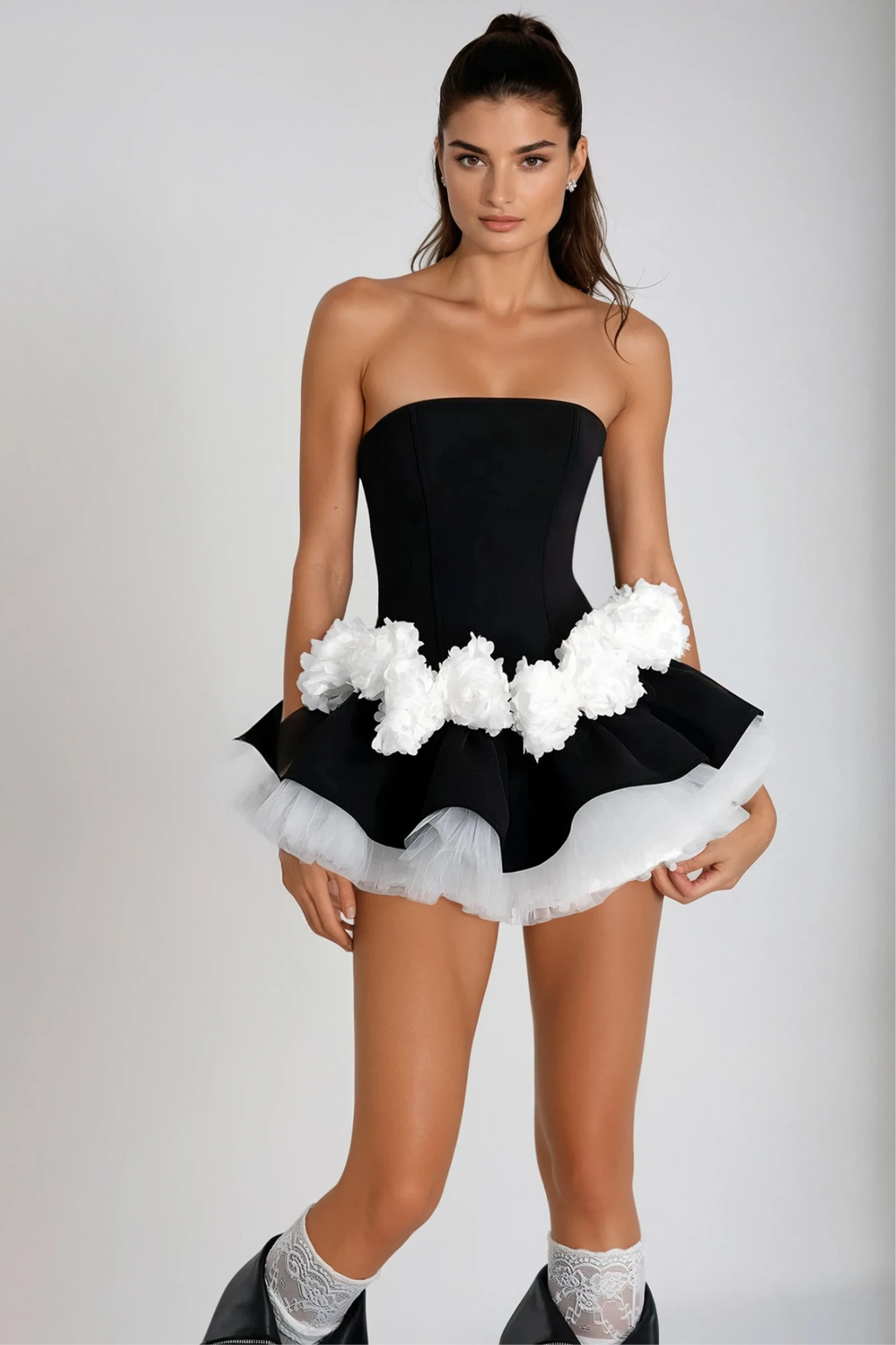 Dian Strapless Flower Skirt Set