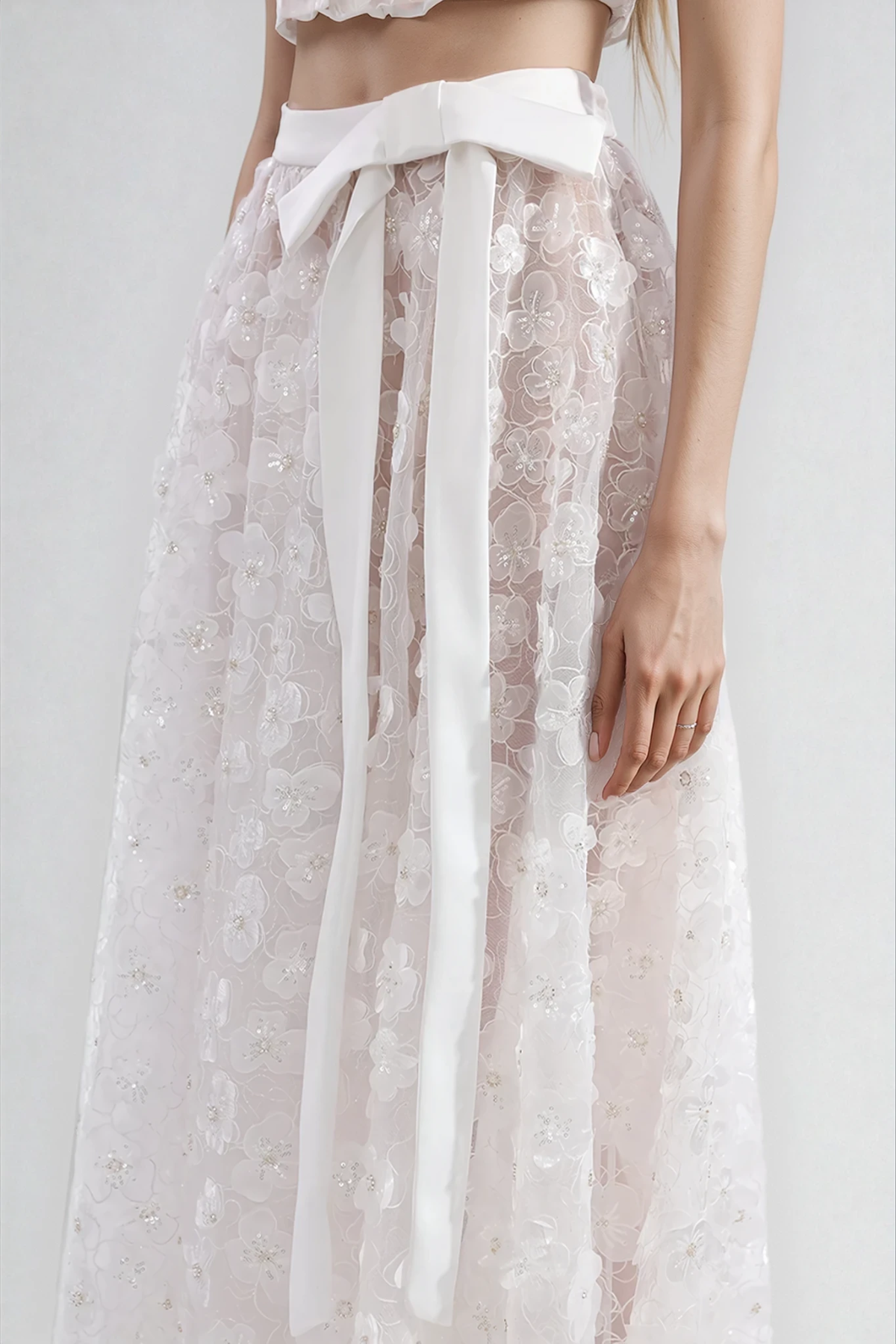 Djamila Sequin Flower Crop Skirt Set