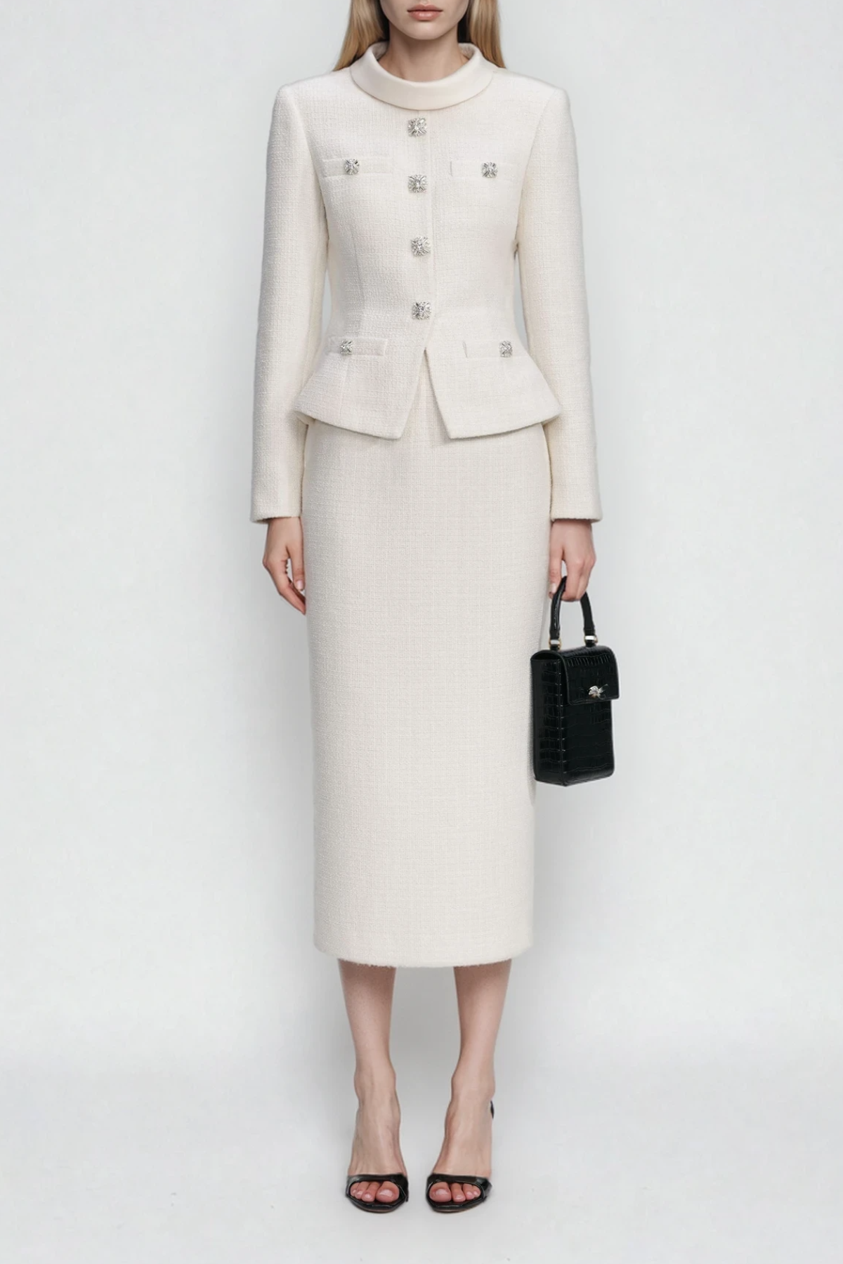 Dottie Button Tweed Skirt Set