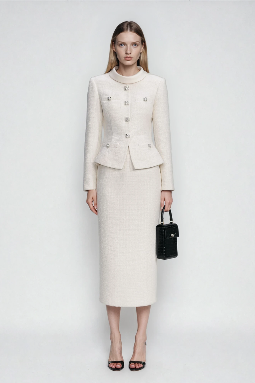 Dottie Button Tweed Skirt Set