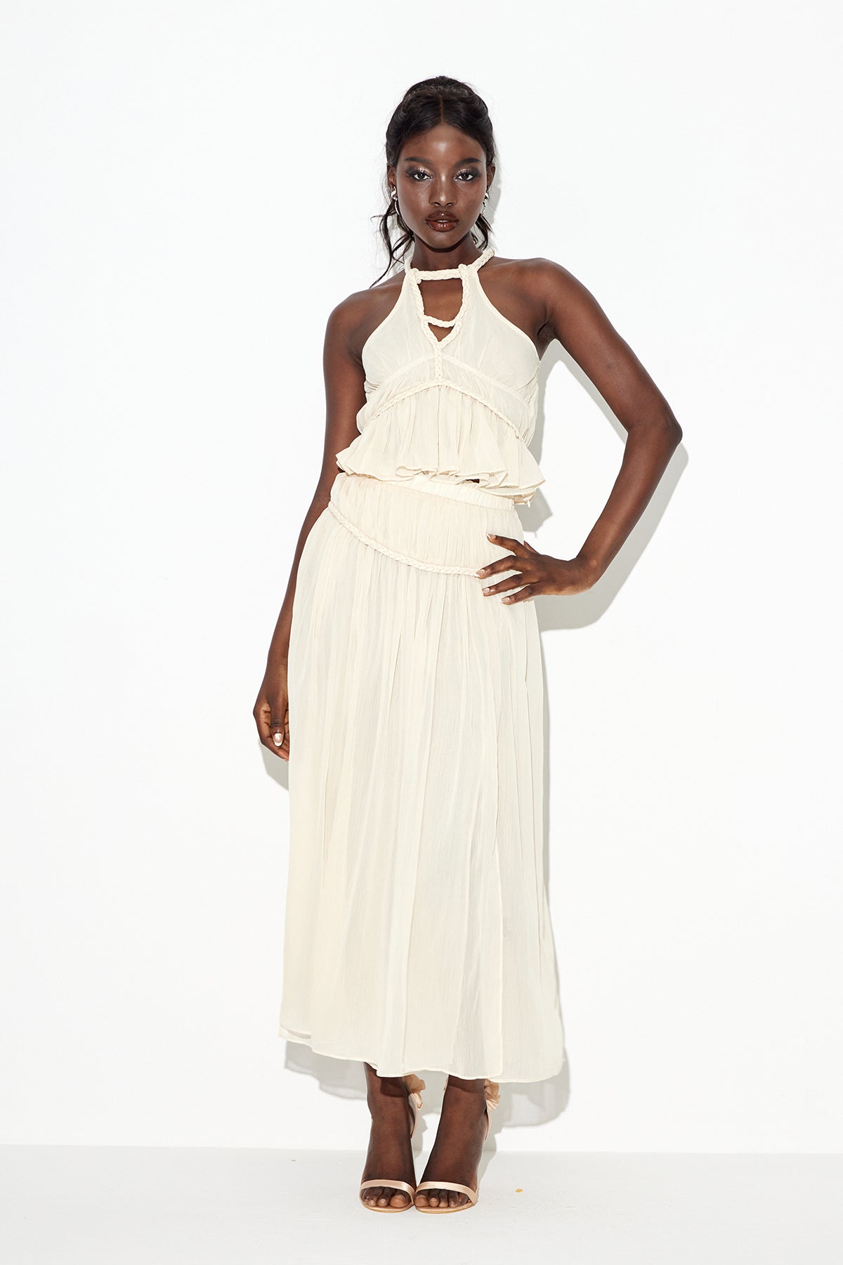 Eadburga Sleeveless Cutout Skirt Set