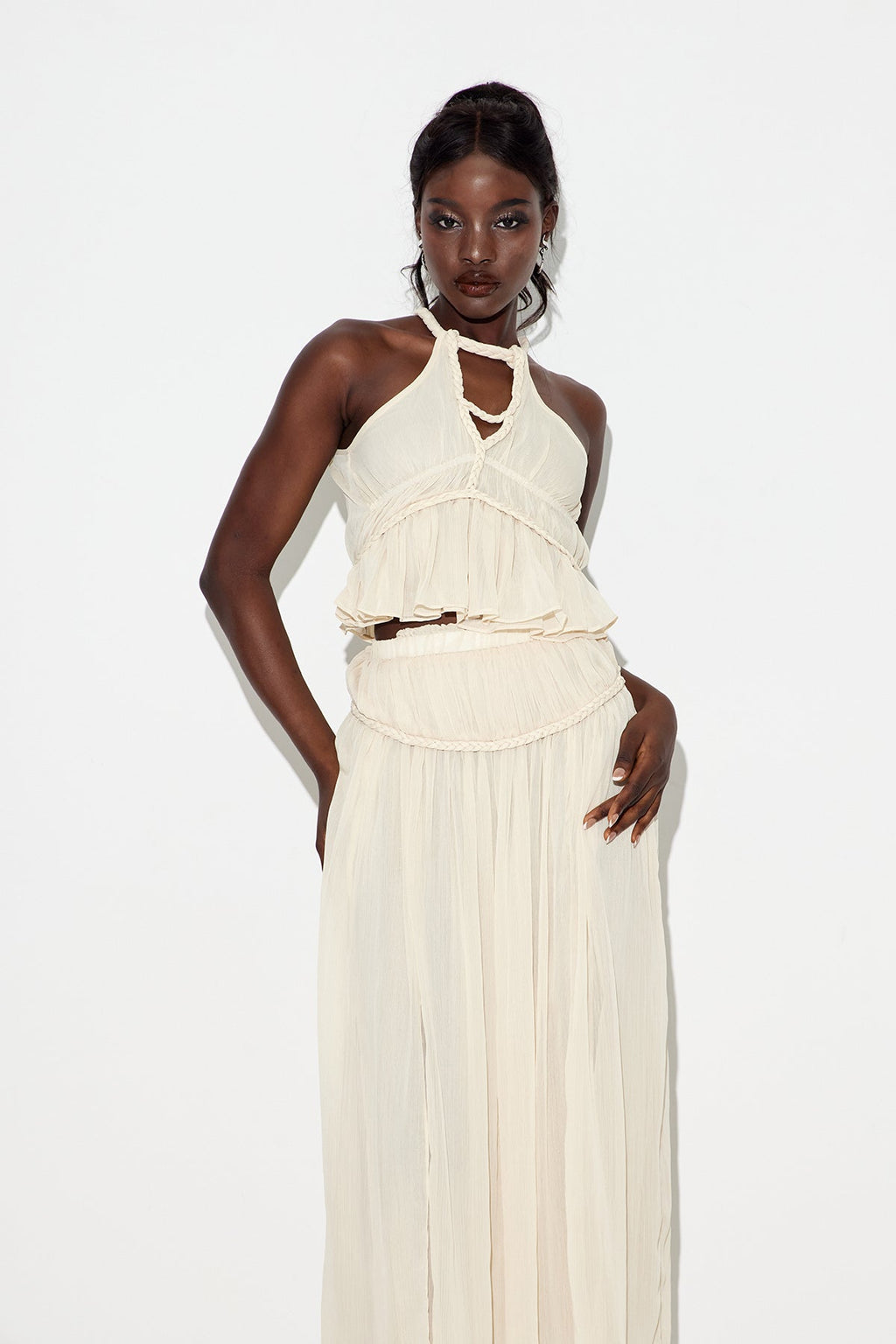 Eadburga Sleeveless Cutout Skirt Set