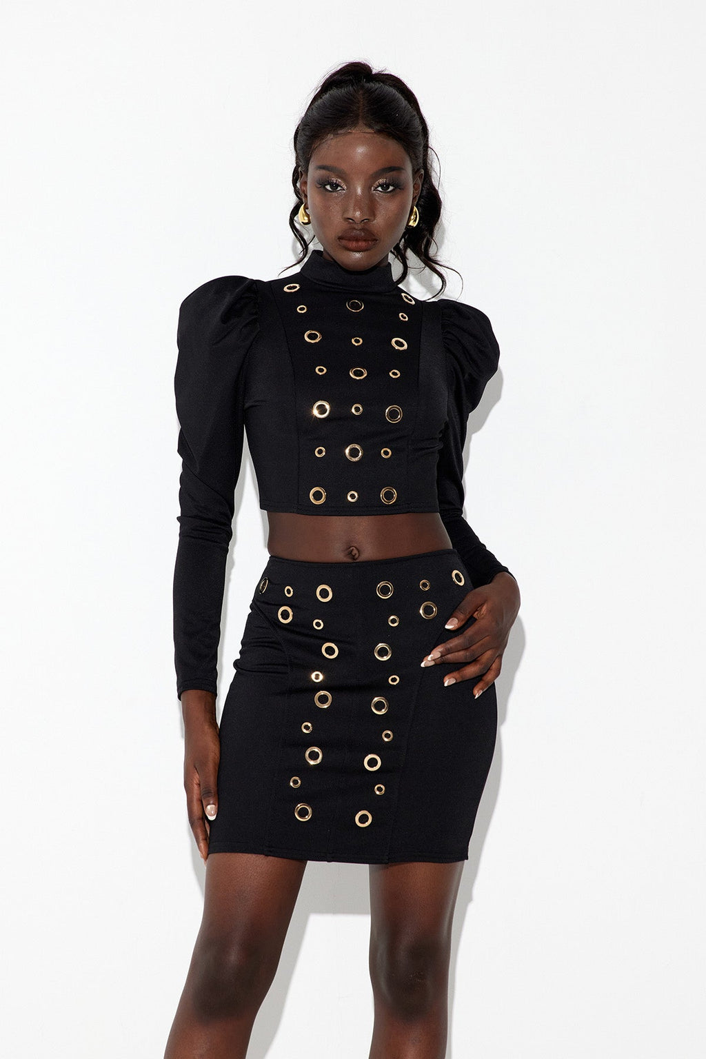 Earnest Long Sleeve Eyelet Skirt Set