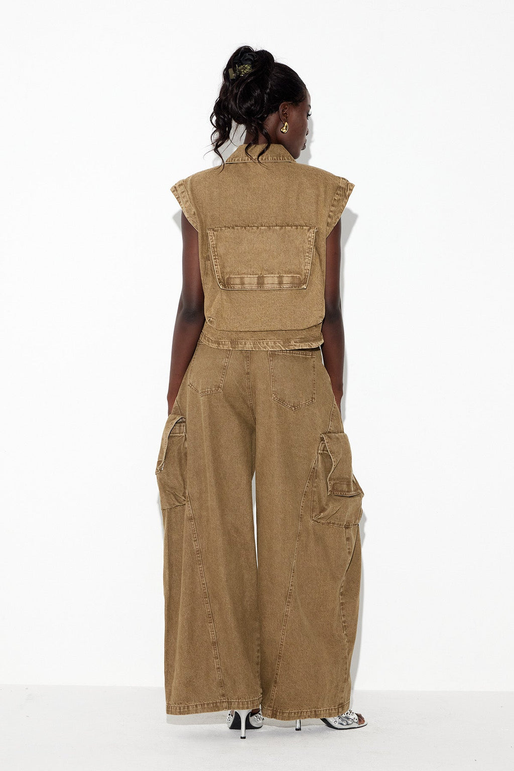Ebele Pocket Cargo Denim Pants Set