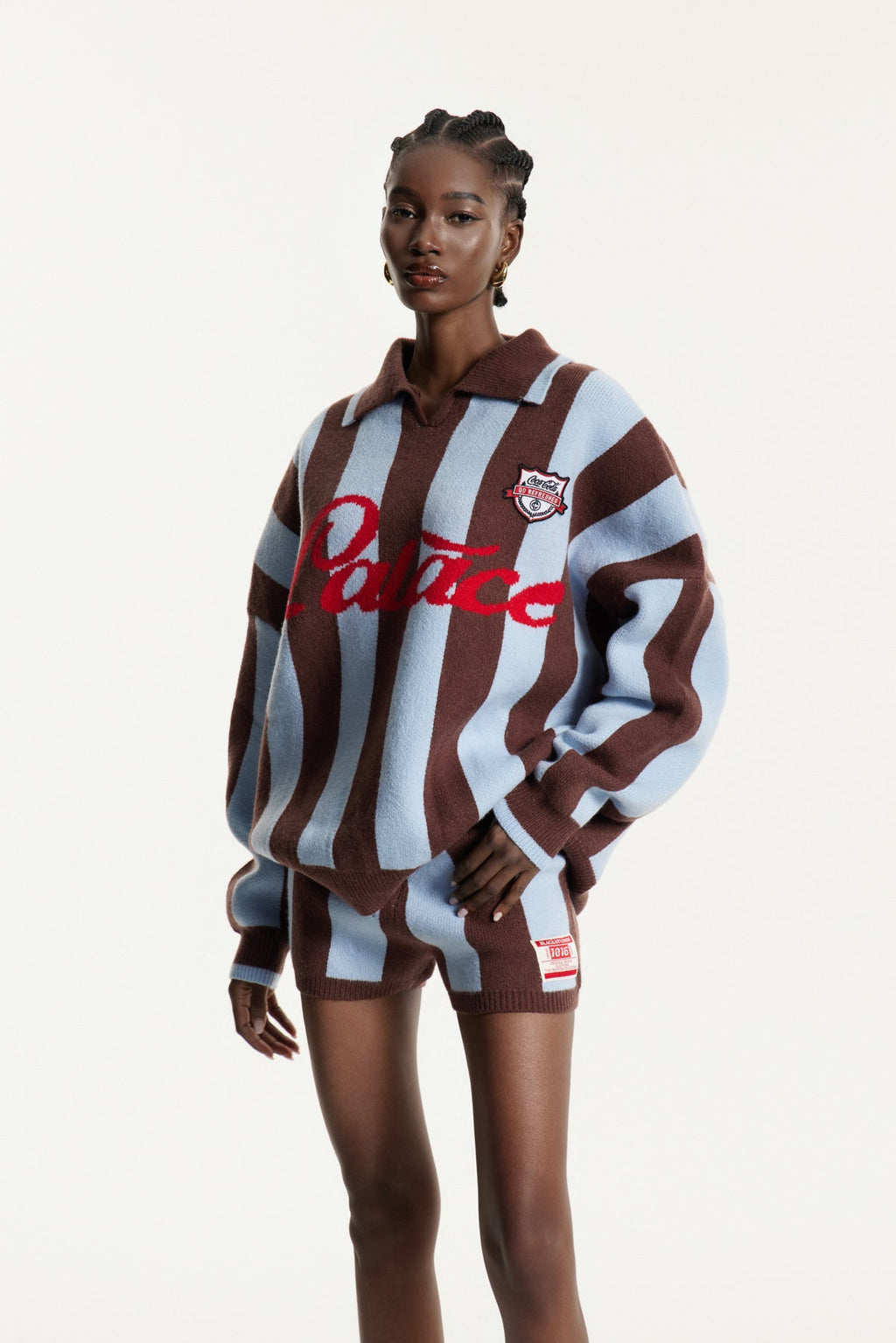 Edwena Stripe Knit Pants Set In Brown