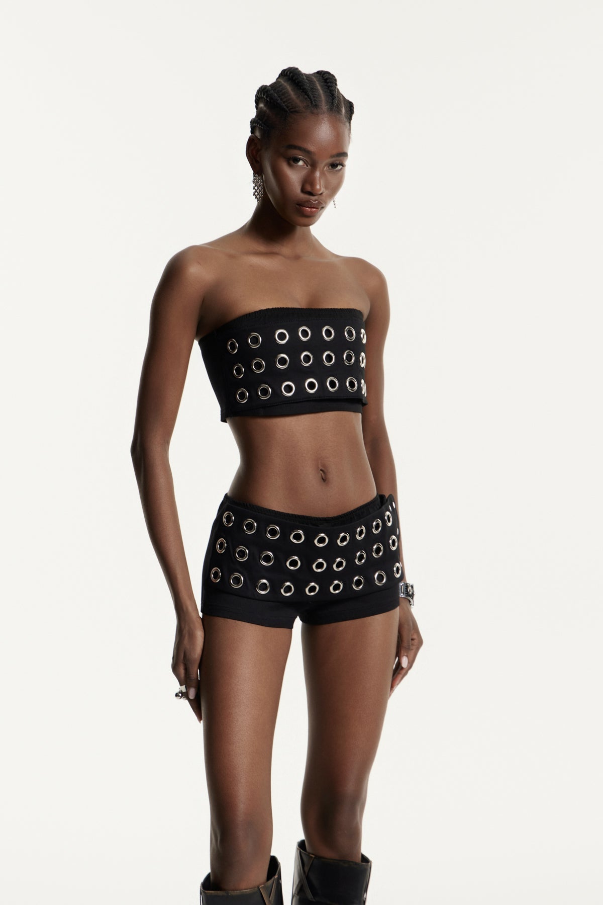 Efa Eyelet Crop Pants Set