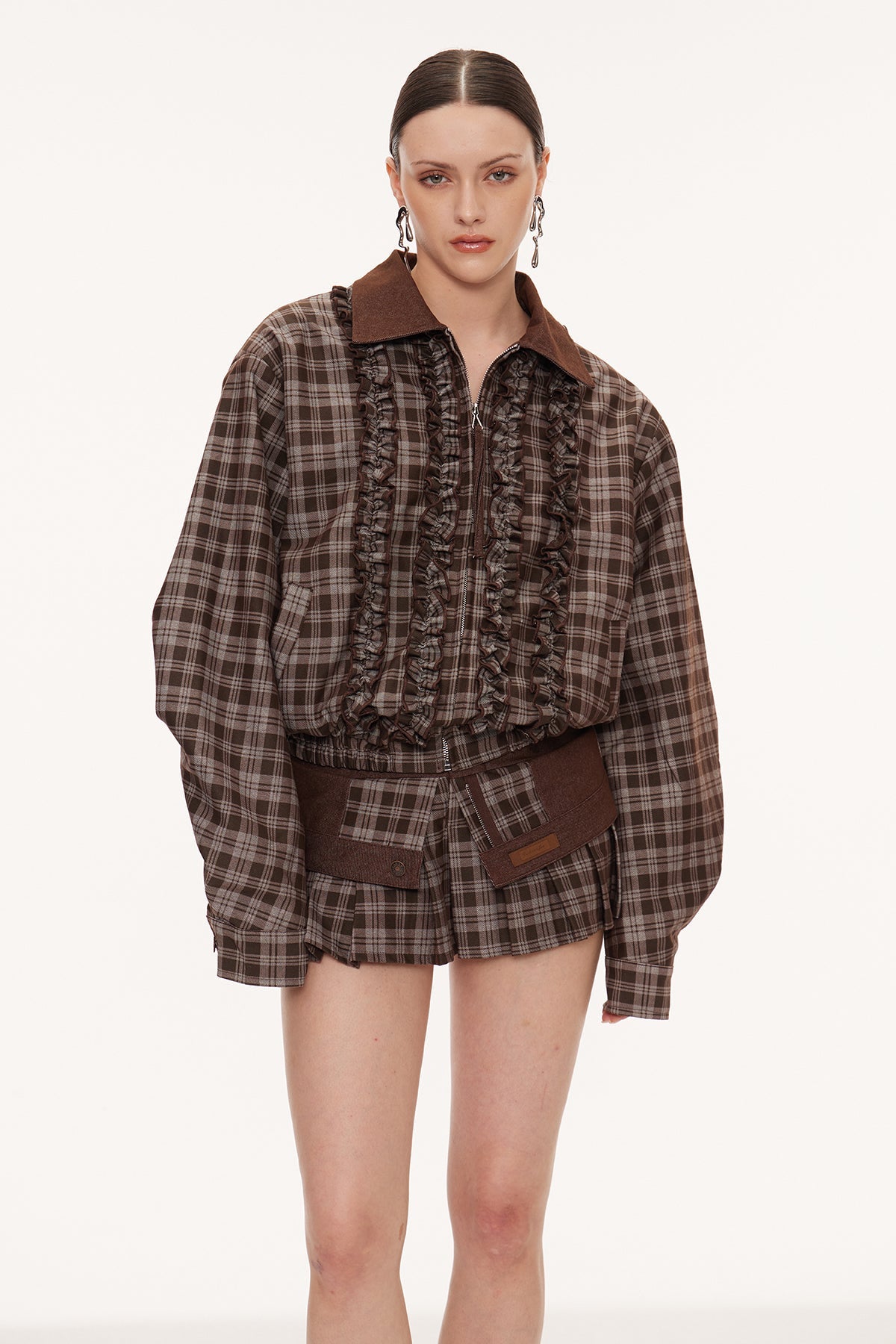 Eirini Grid Ruffle Skirt Set