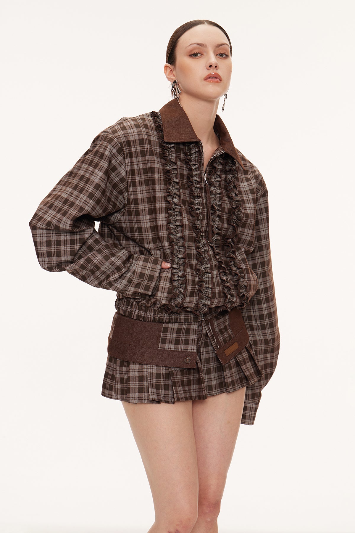 Eirini Grid Ruffle Skirt Set