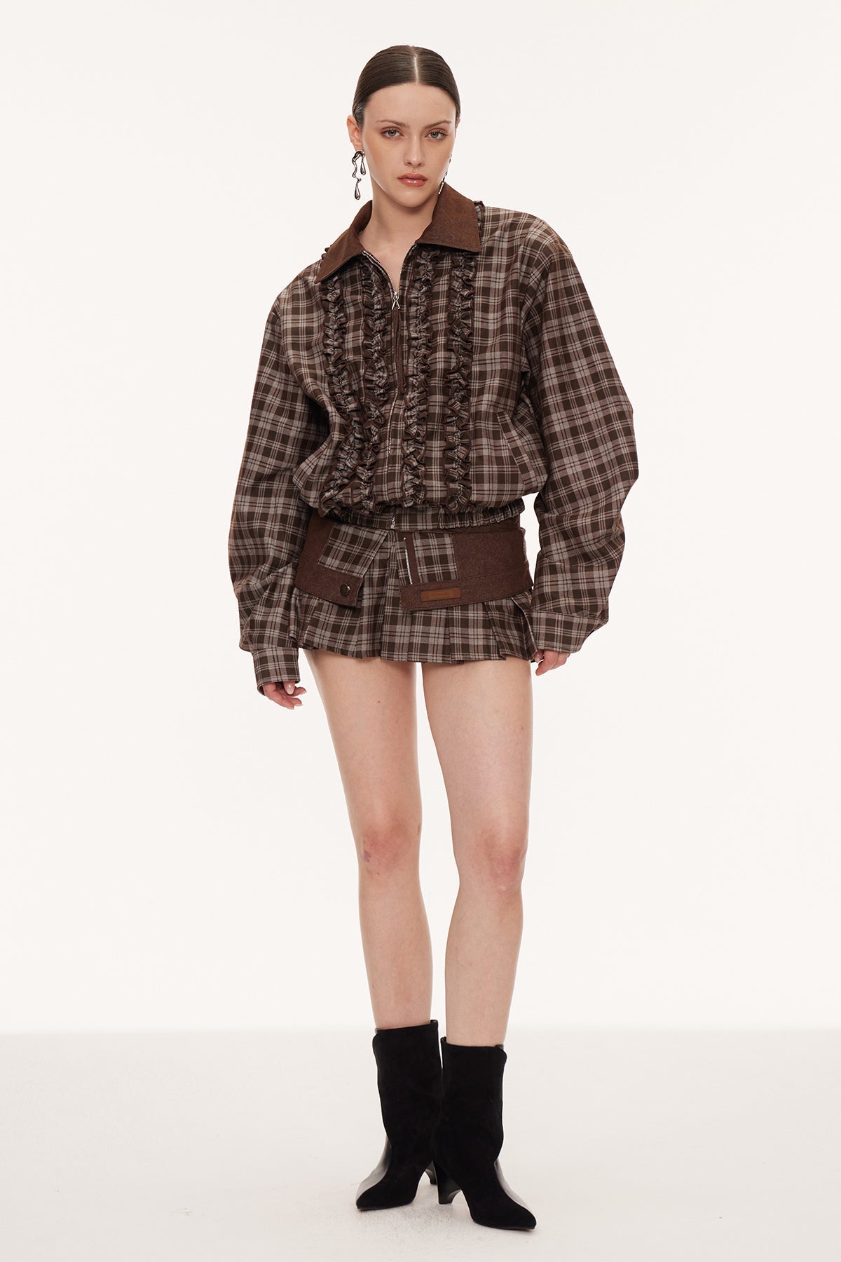 Eirini Grid Ruffle Skirt Set