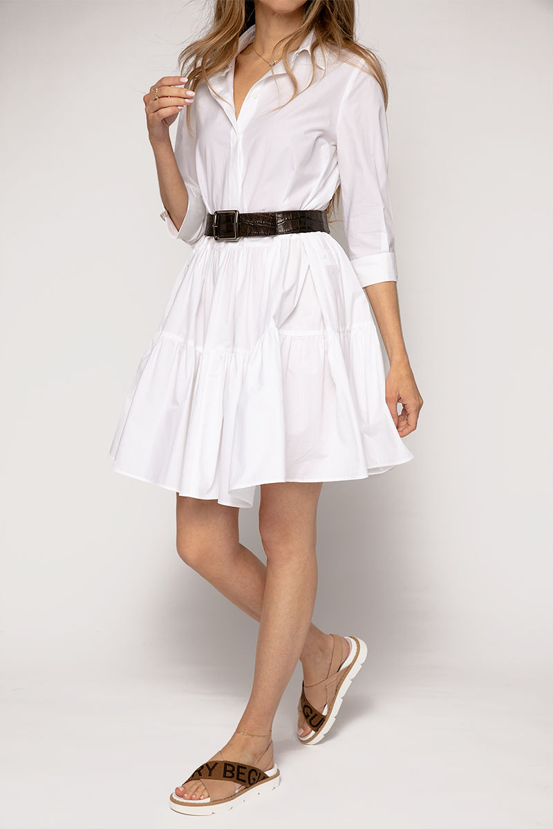 Organic Cotton Shirt Dress in White