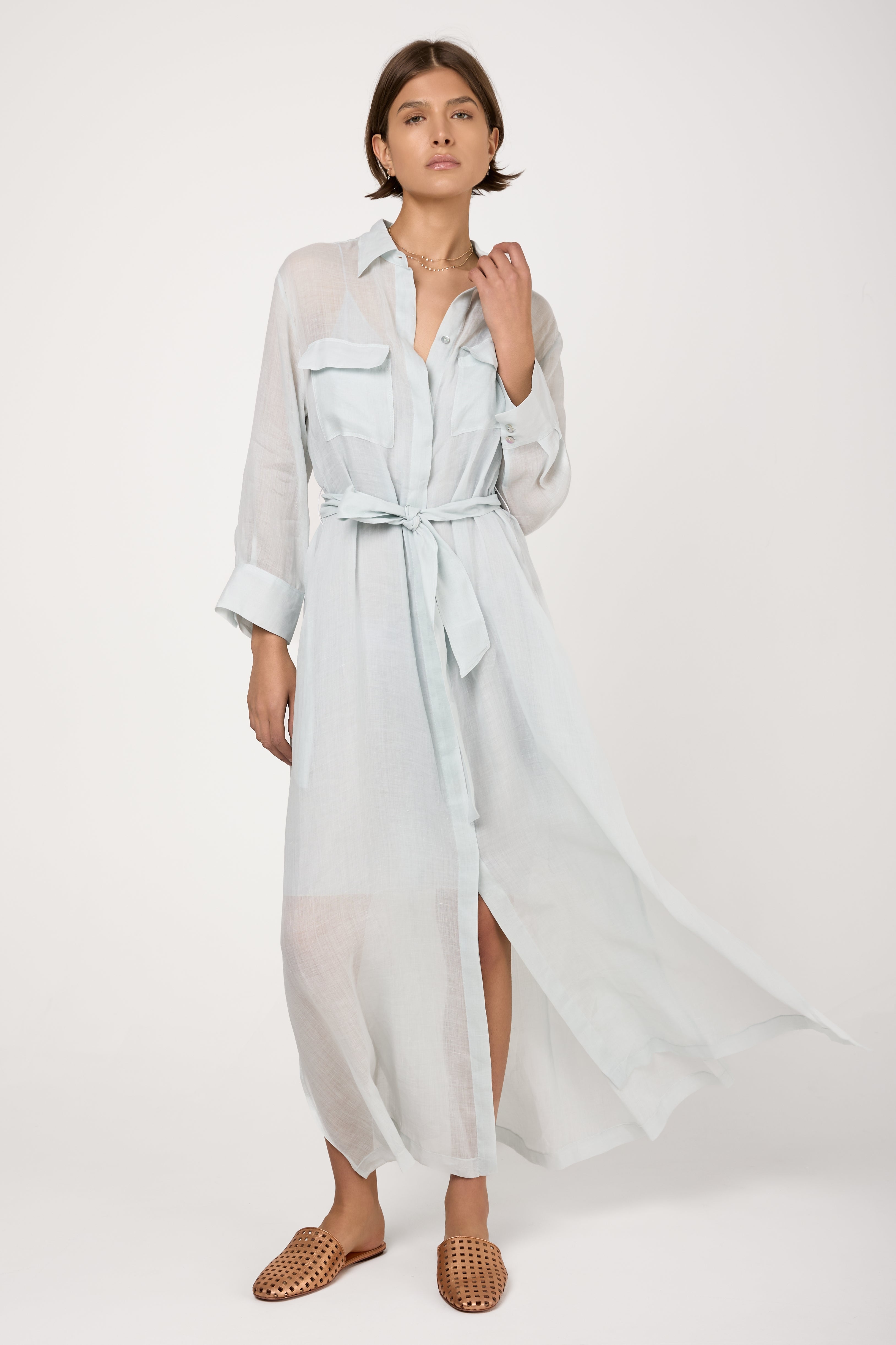 Rami Muslin Shirt Dress in Rugiada