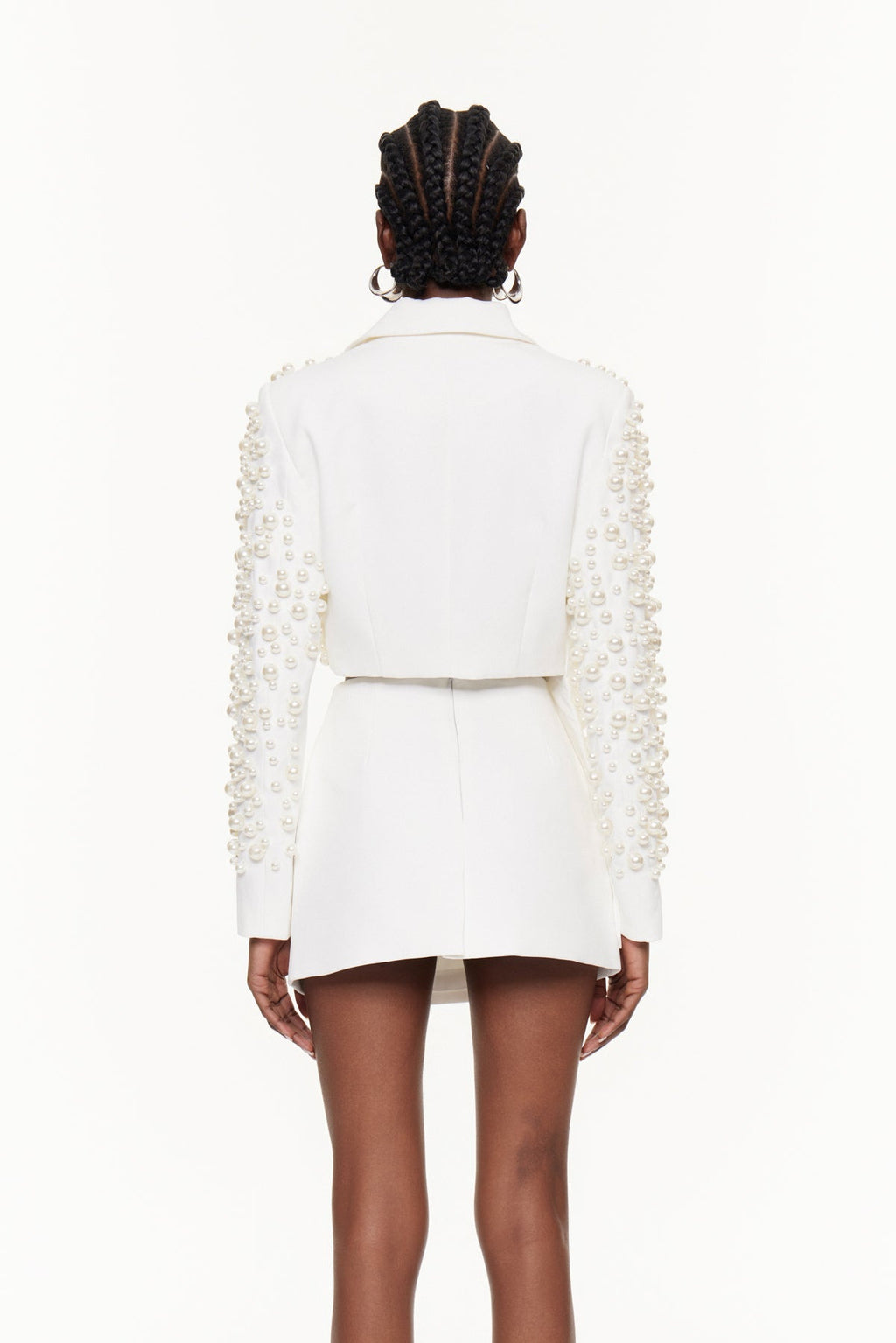 Faisal Plunge Asymmetric Pearl Skirt Set