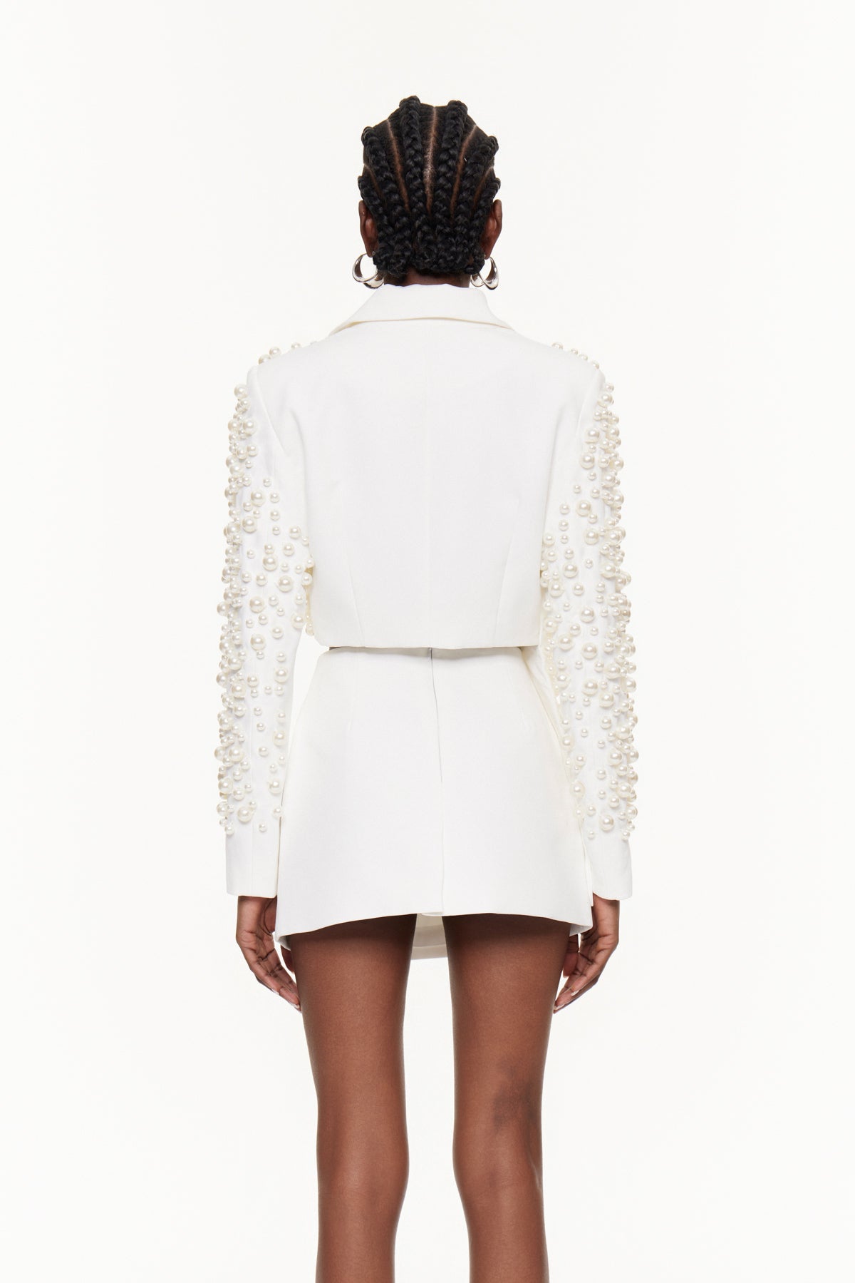 Faisal Plunge Asymmetric Pearl Skirt Set