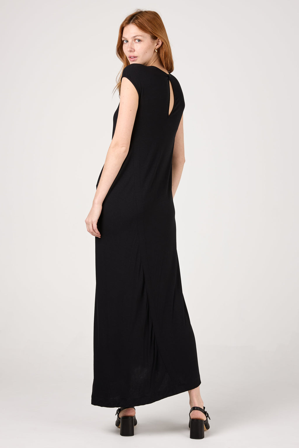 Viscose Woven Midi Dress in Nero