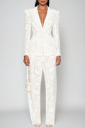 Djehutimose Floral Lace Pants Set In White