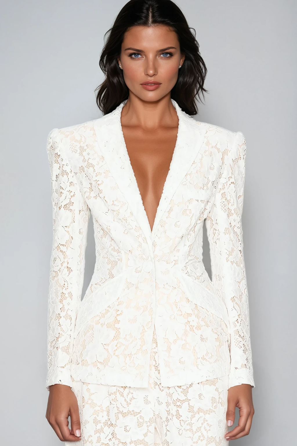 Djehutimose Floral Lace Pants Set In White