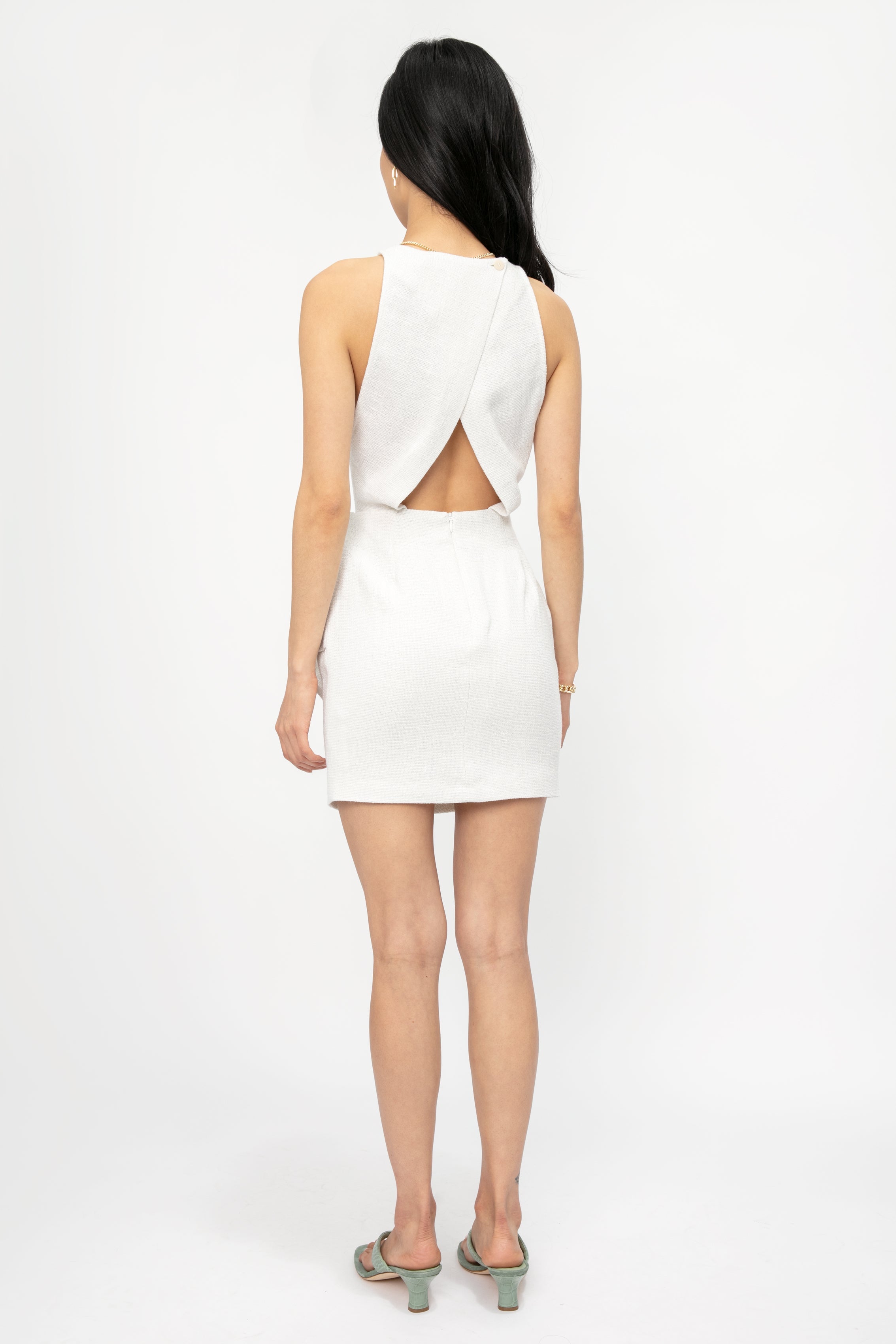 Yasmina Dress in White and Silver