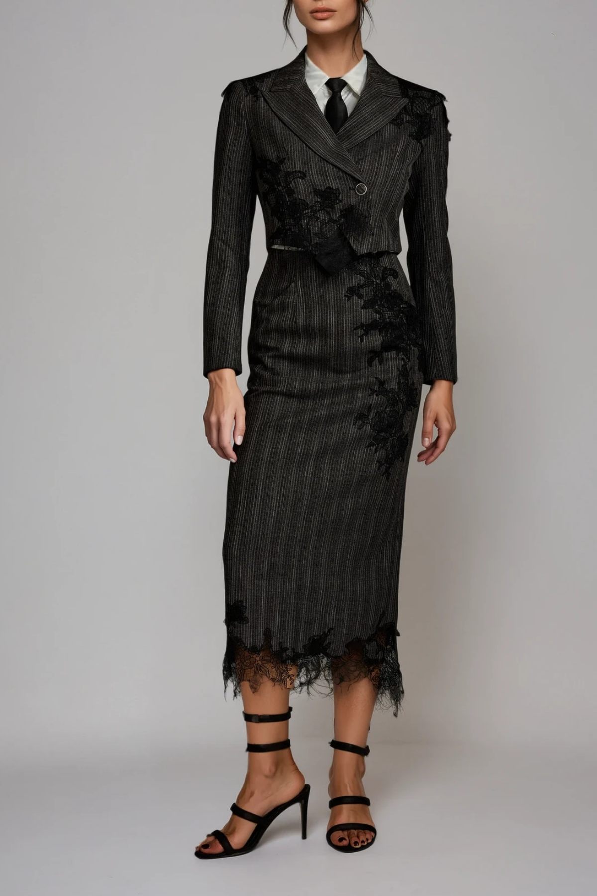 Liselle Lace Stripe Skirt Set