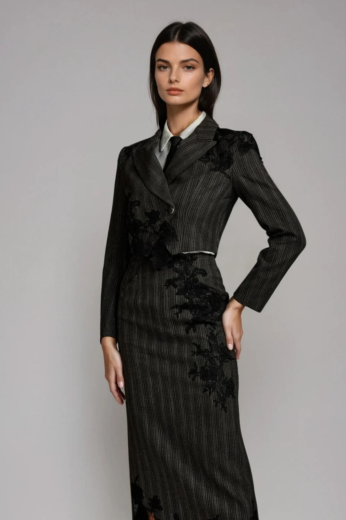 Liselle Lace Stripe Skirt Set