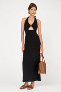 Ghiotto Long Crepe Jersey Dress in Black
