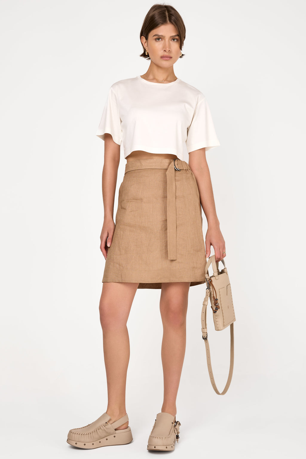 Scoglio Linen Skirt in Camel