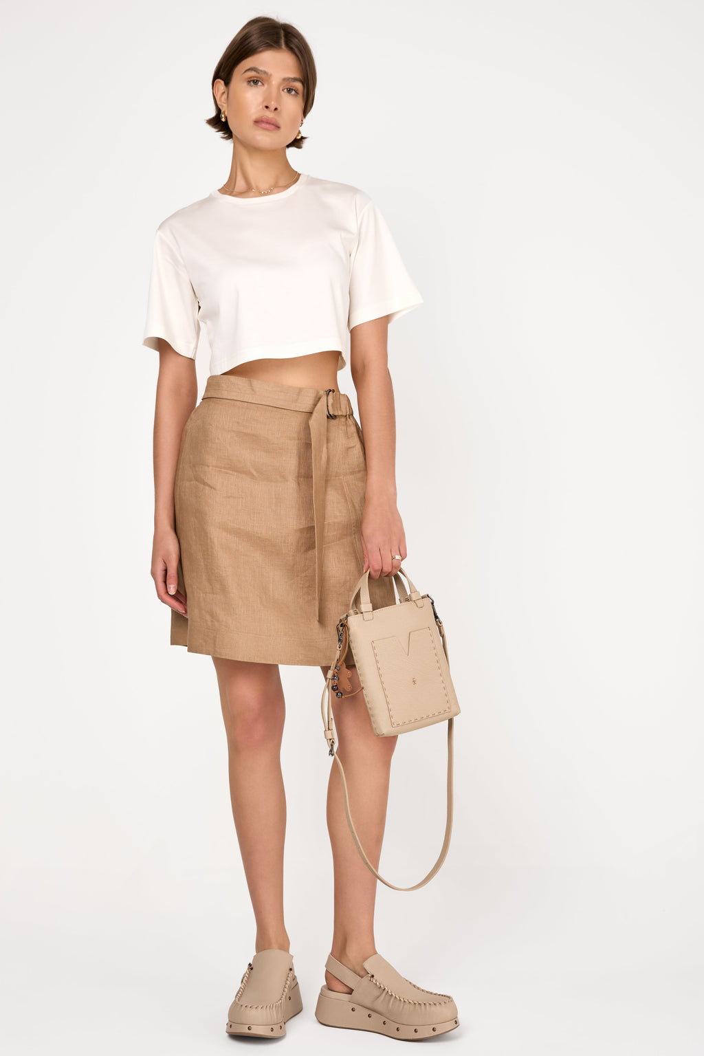 Scoglio Linen Skirt in Camel