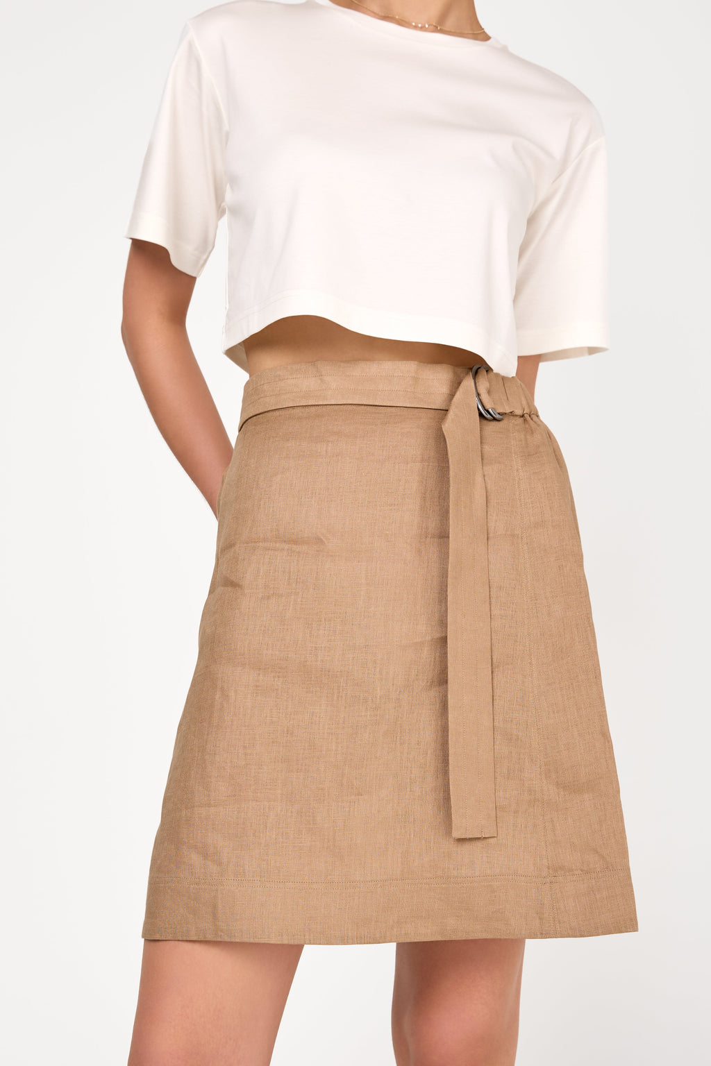 Scoglio Linen Skirt in Camel