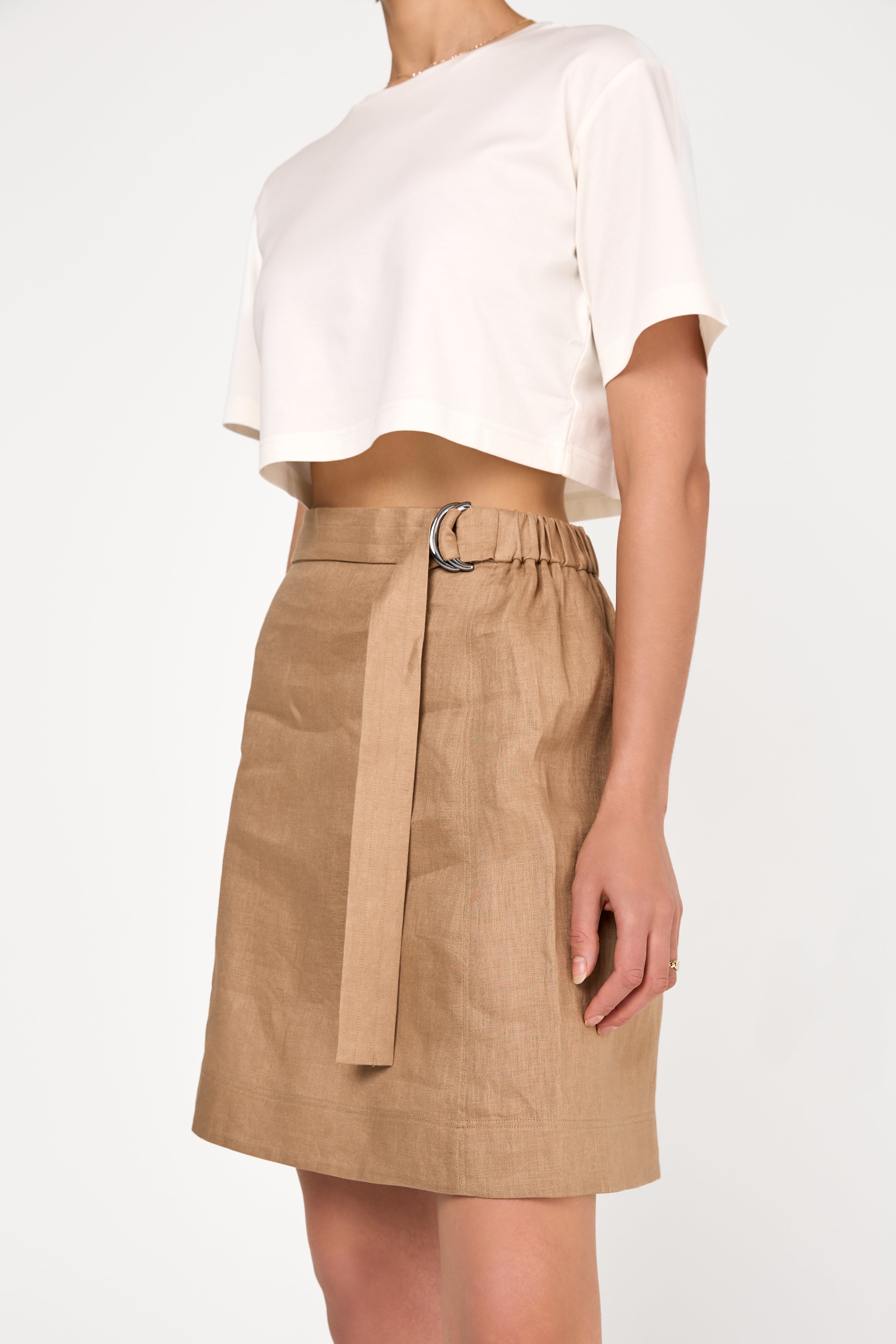 Scoglio Linen Skirt in Camel