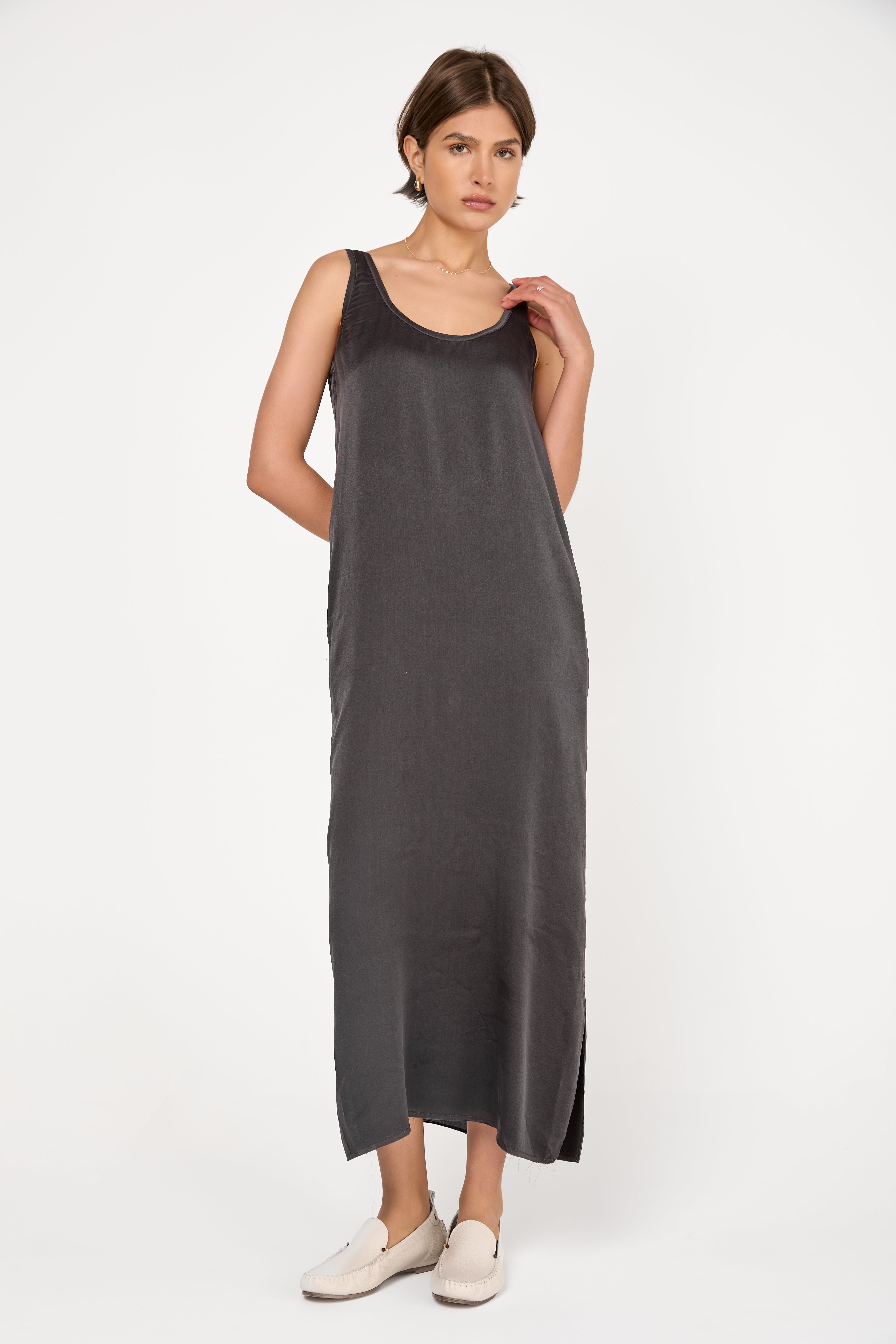 Summer Silk Dress in Mud