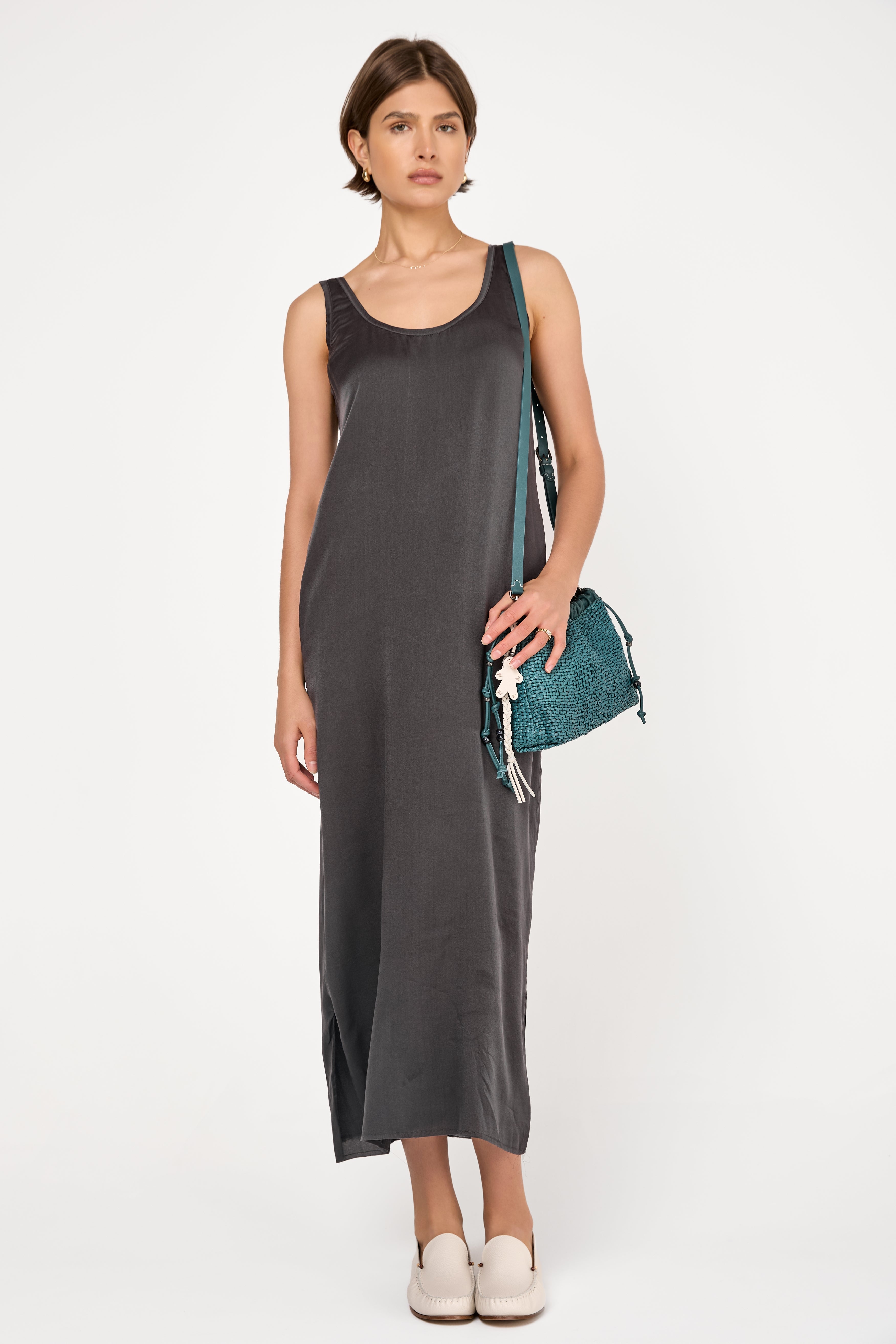 Summer Silk Dress in Mud