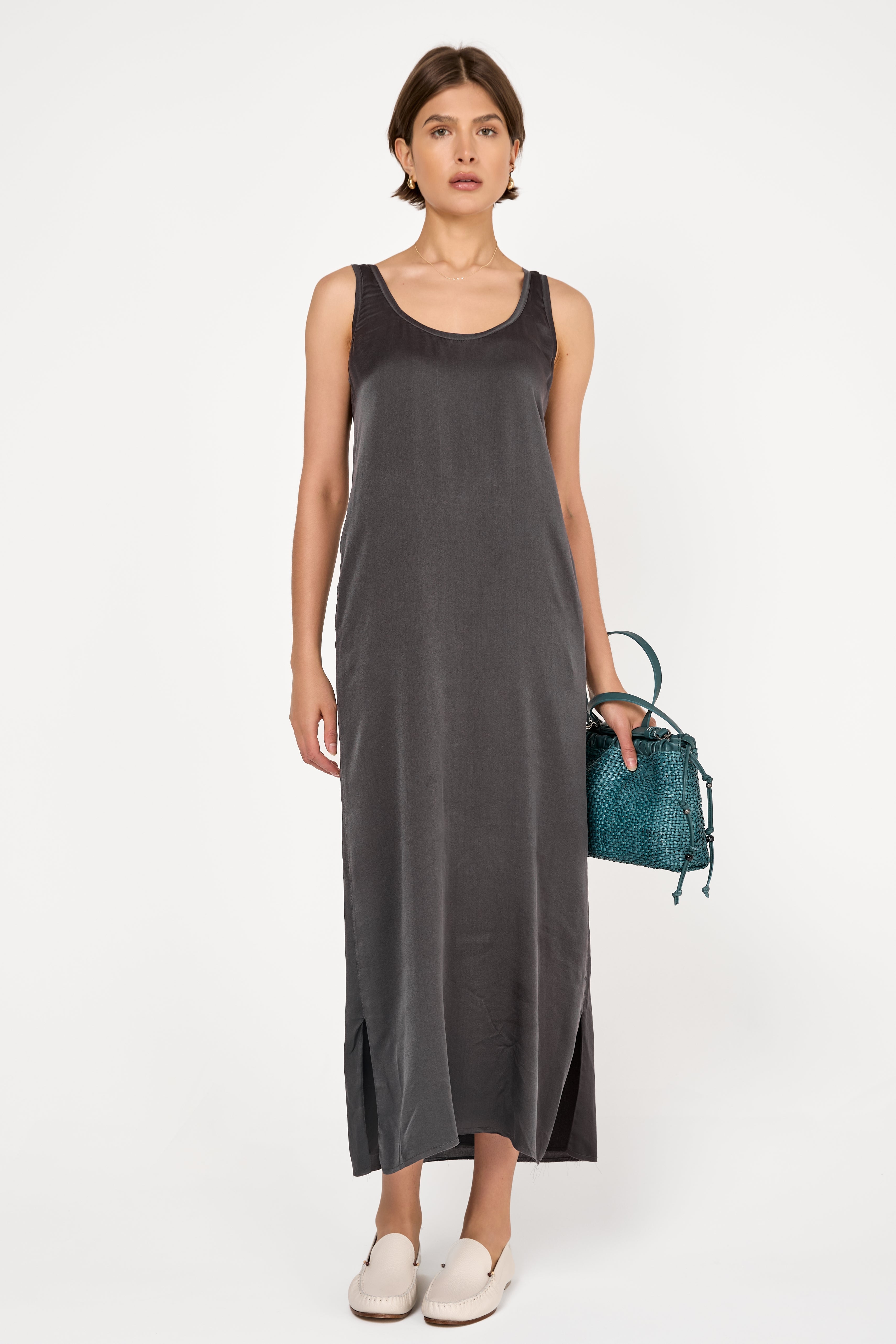 Summer Silk Dress in Mud