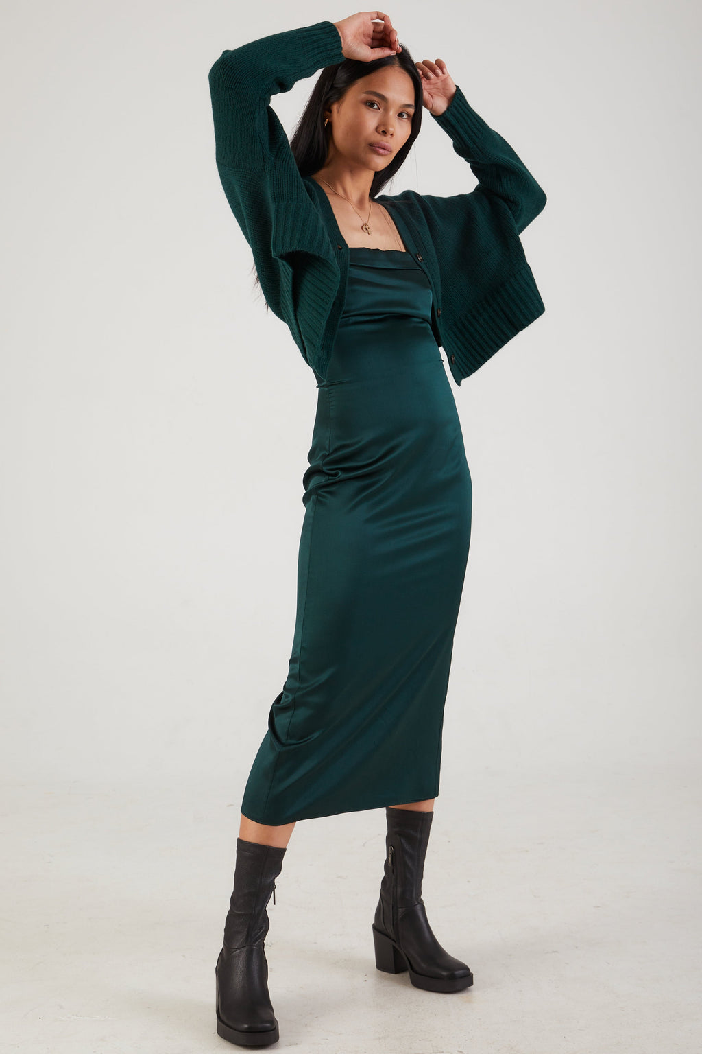 Severine Strapless Dress in Deep Forest