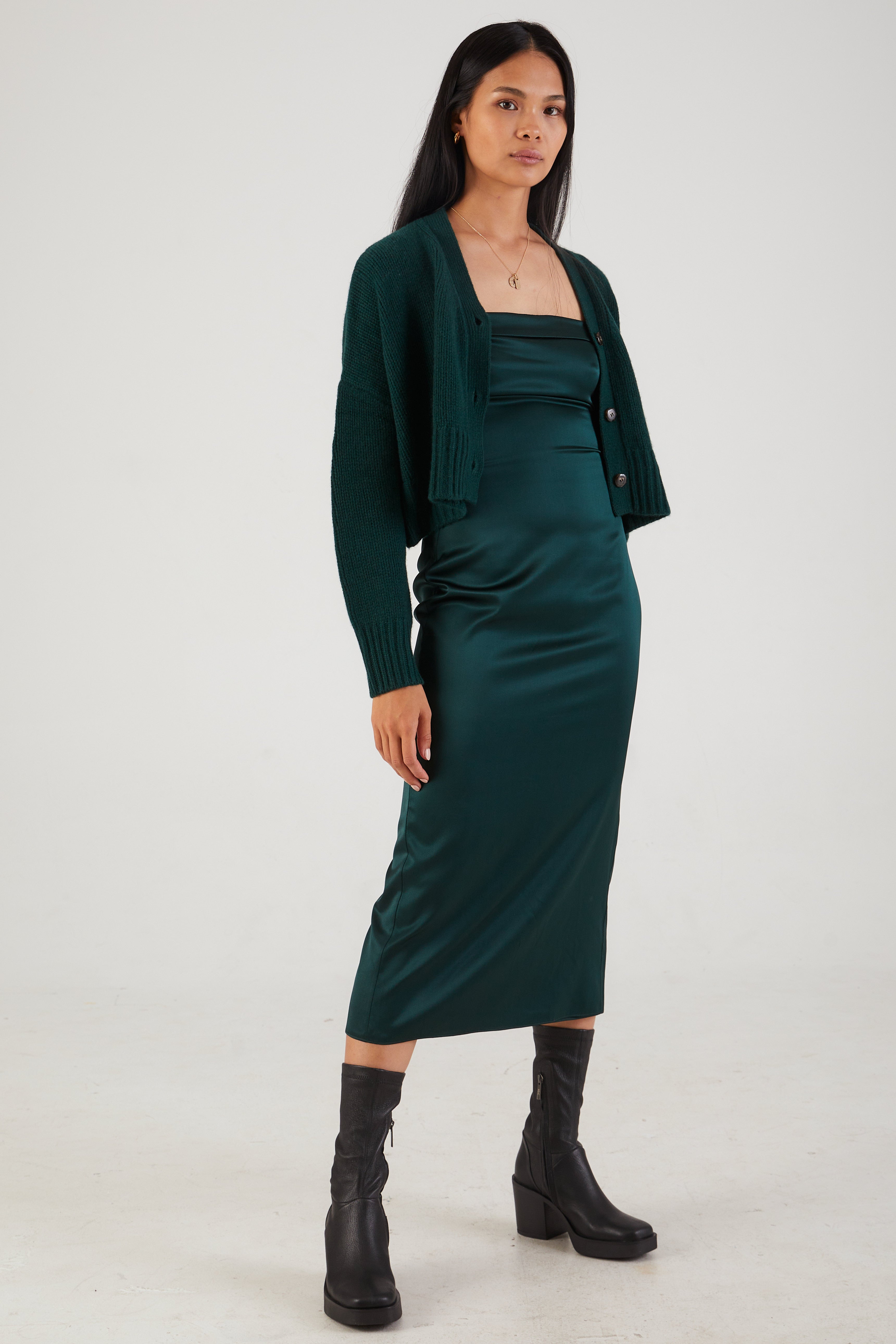 Severine Strapless Dress in Deep Forest