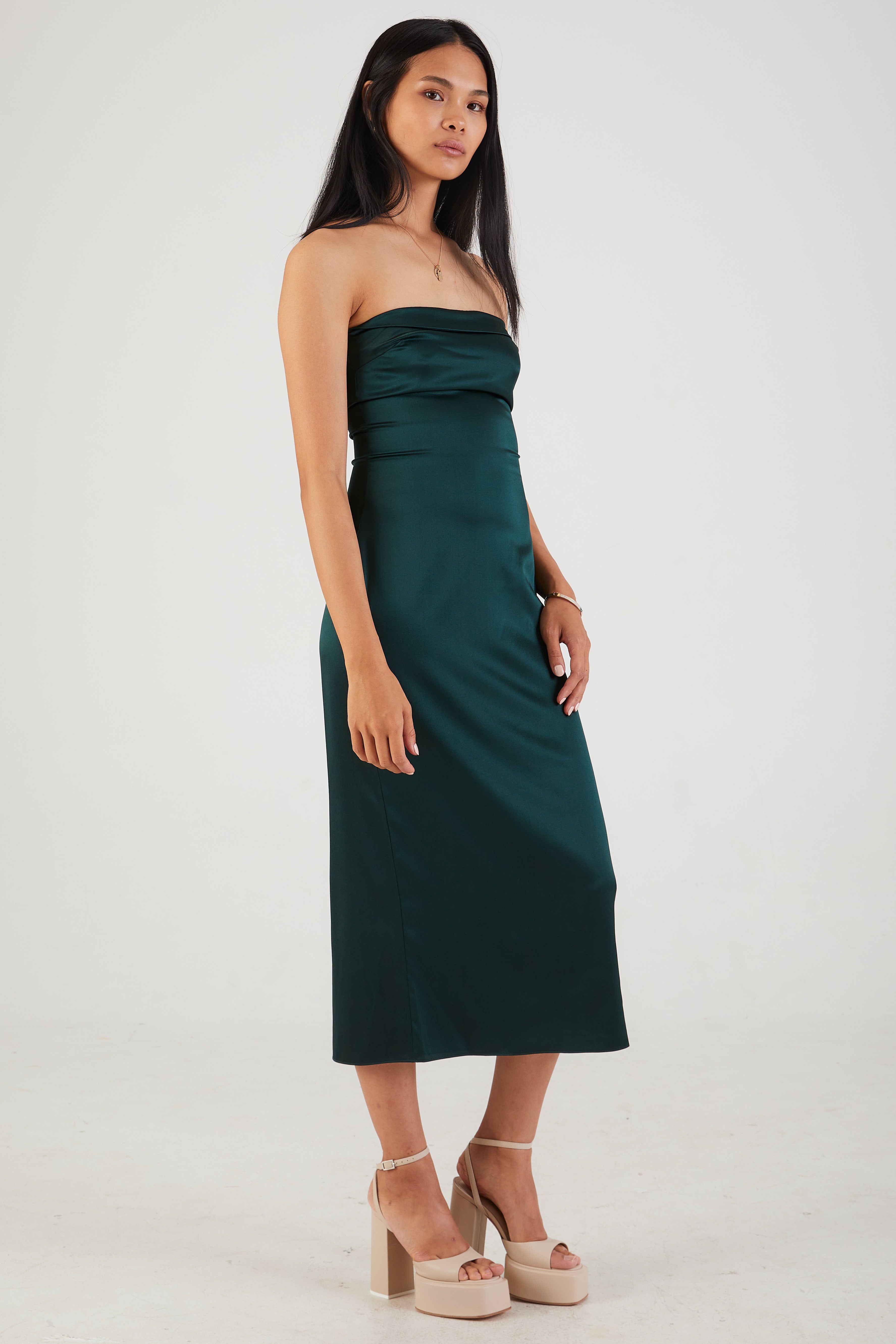 Severine Strapless Dress in Deep Forest