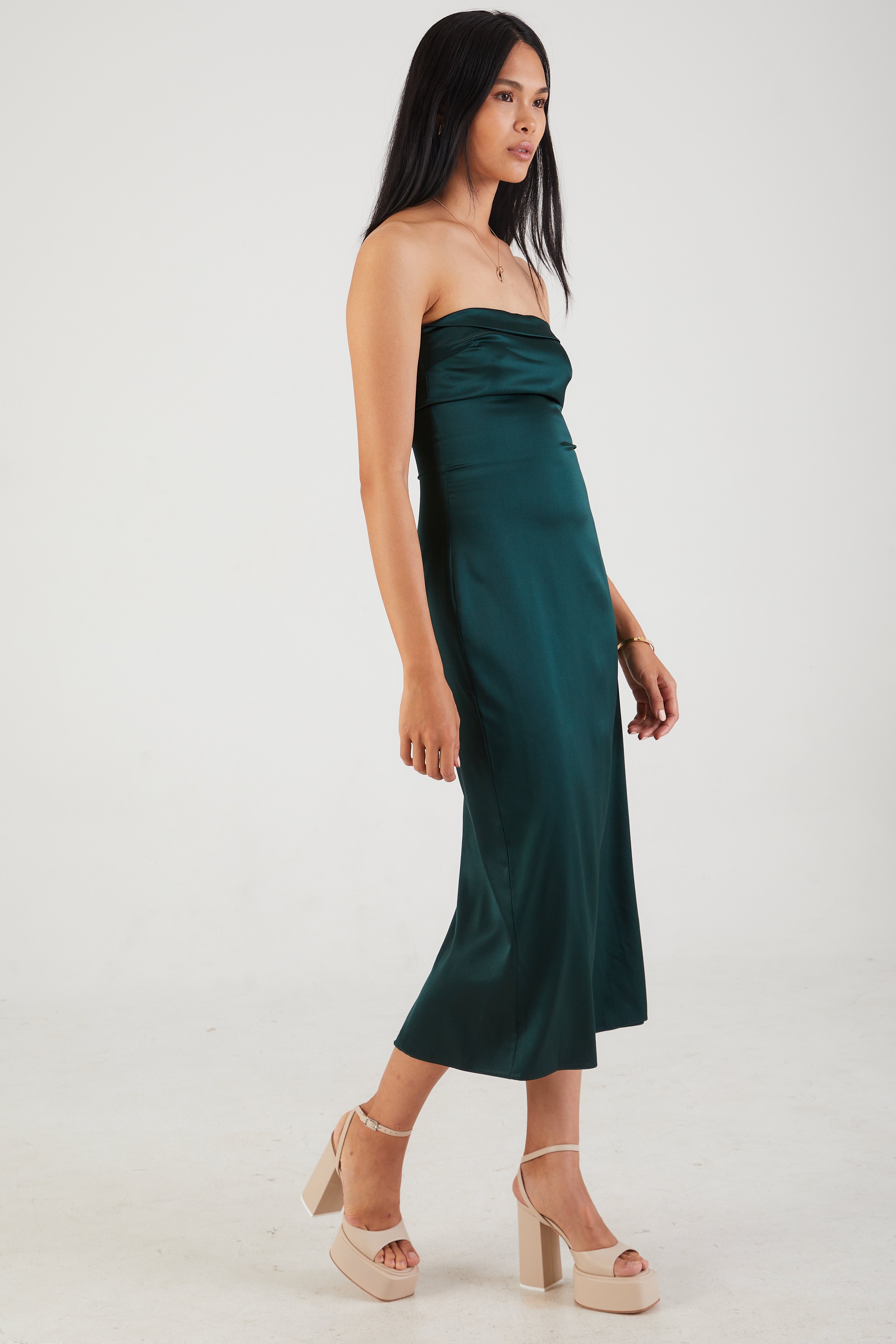 Severine Strapless Dress in Deep Forest