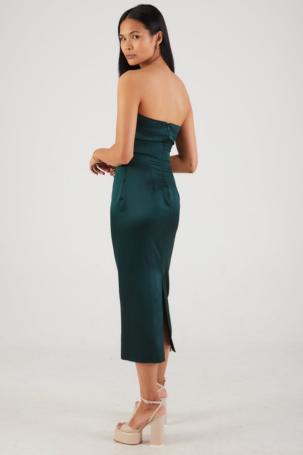 Severine Strapless Dress in Deep Forest