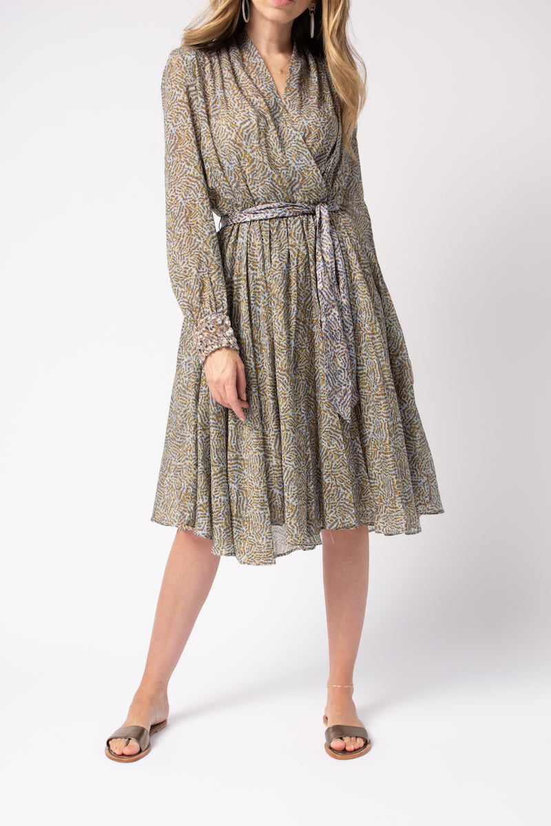 Eagle Print Cotton Silk Voile Dress