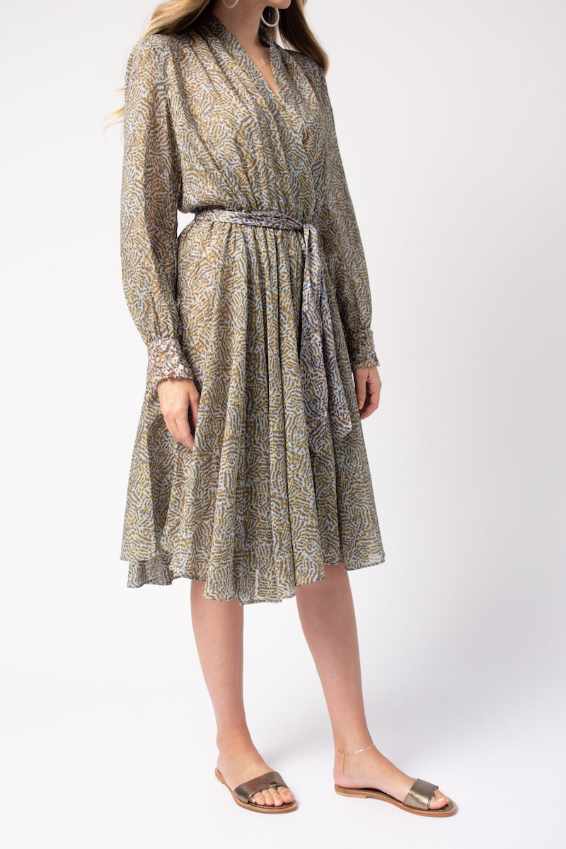 Eagle Print Cotton Silk Voile Dress
