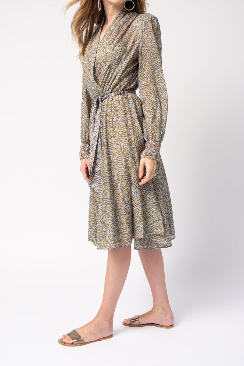 Eagle Print Cotton Silk Voile Dress