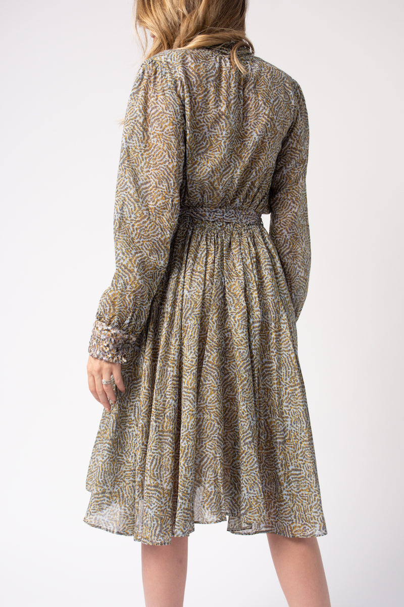 Eagle Print Cotton Silk Voile Dress