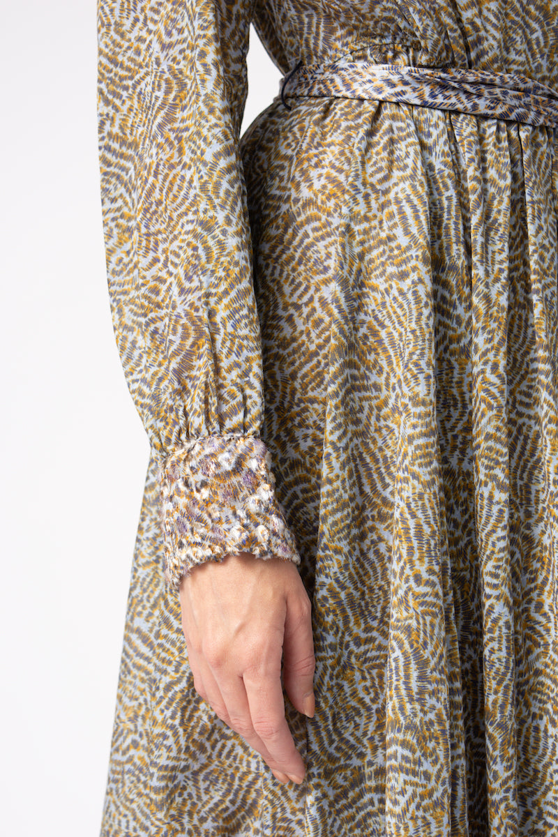 Eagle Print Cotton Silk Voile Dress