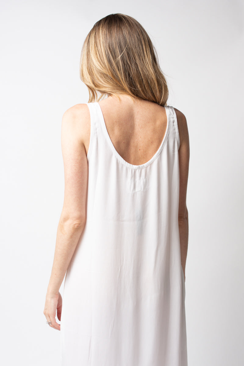 Silk Tank Maxi Dress in White