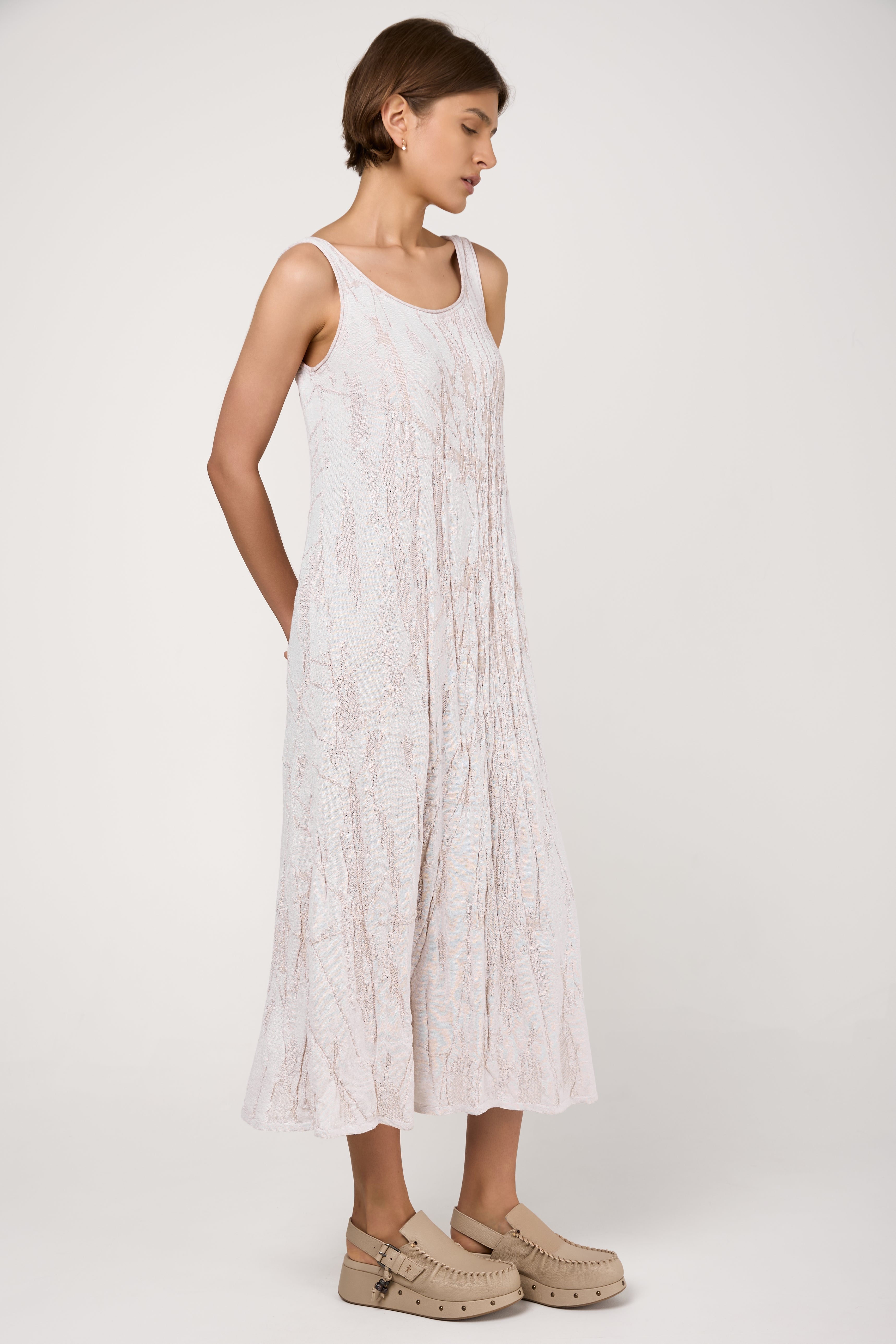 Sleeveless Midi Dress in Sand