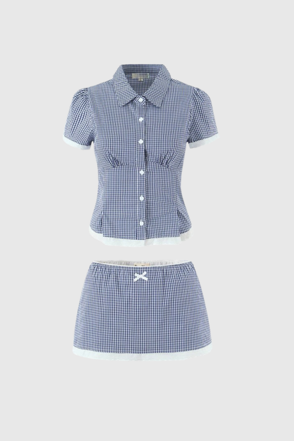 Wanda Lapel Grid Skirt Set