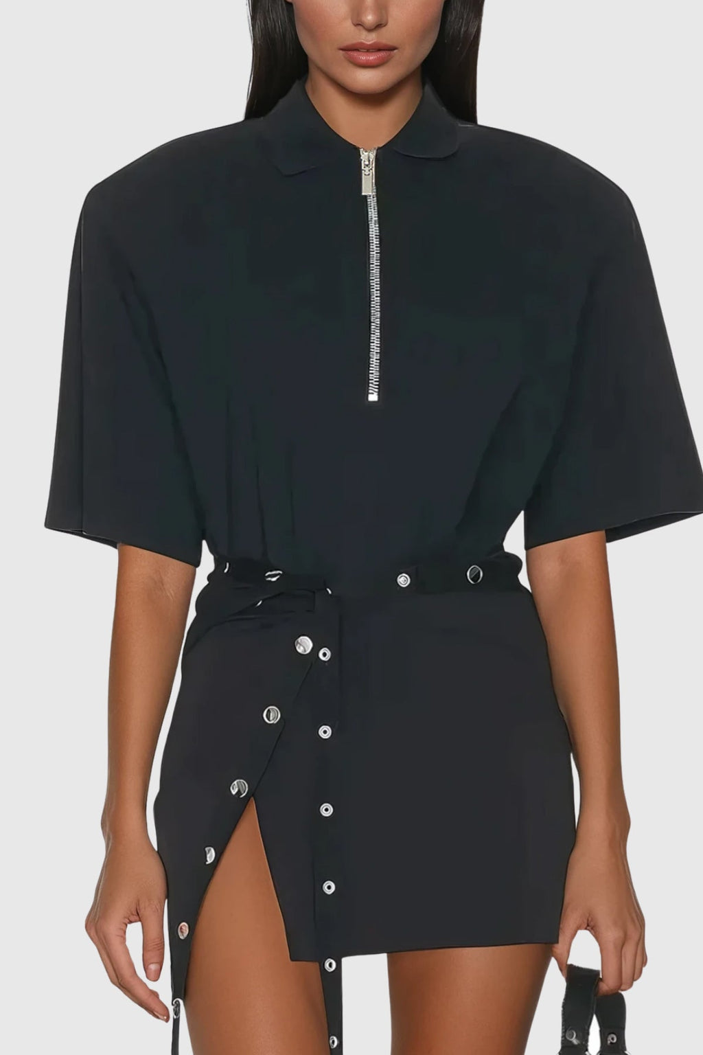 Yadira Lapel Embellished Deconstruct Skirt Set