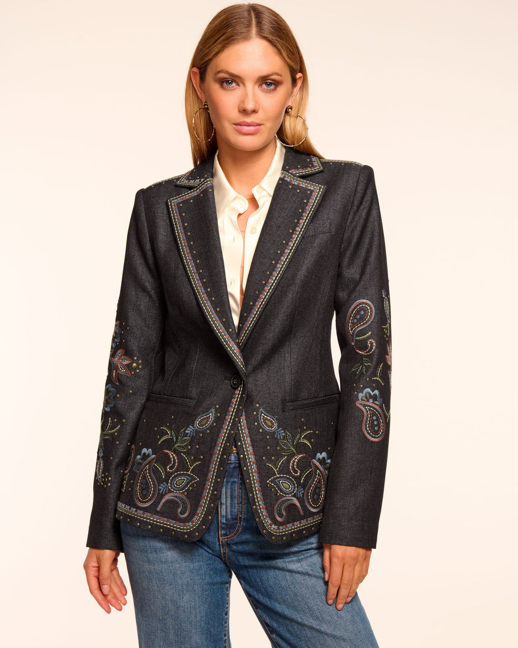 Laura Embroidered Denim Blazer